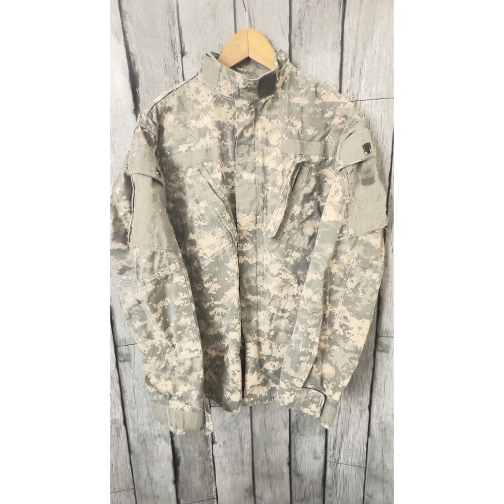 Coat, Army Combat Shirt Men Adult Size Small Long Camo Long Sleeve Zip Up